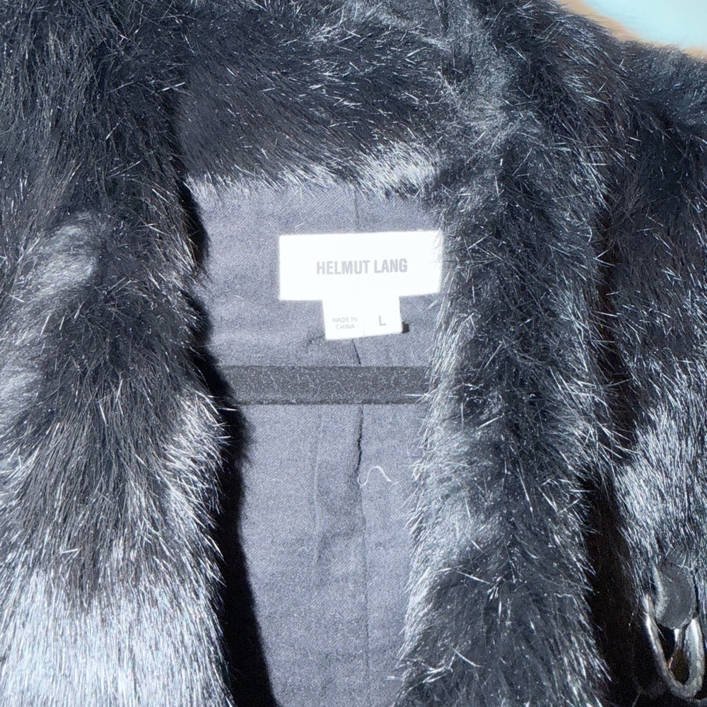 Helmut Lang Black Fur Asymmetrical Coat - Picture 4 of 10